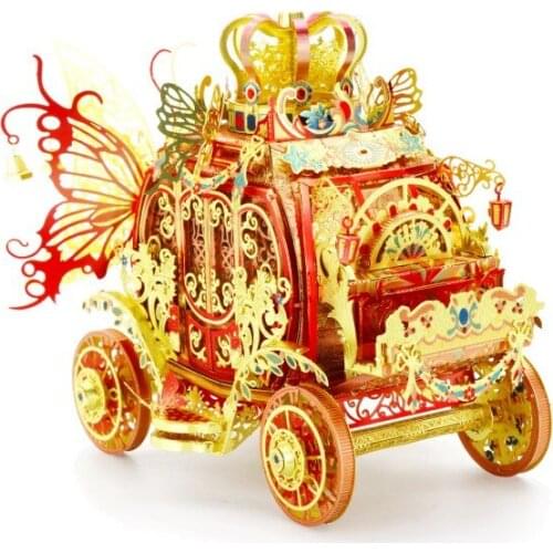 Art Model 3D Metal Jigsaw Puzzle YM-N051 Princess Carriage-standard Lights Assembly Model Kits For Adults Hobby DIY 11x9.5x9.5CM