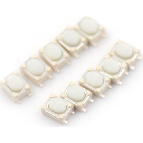 50pcs/lot Micro Button Switch SMD 4Pin 3X4X2.5MM White Button Car Remote Key Button B Push Button Micro Switch Momentary