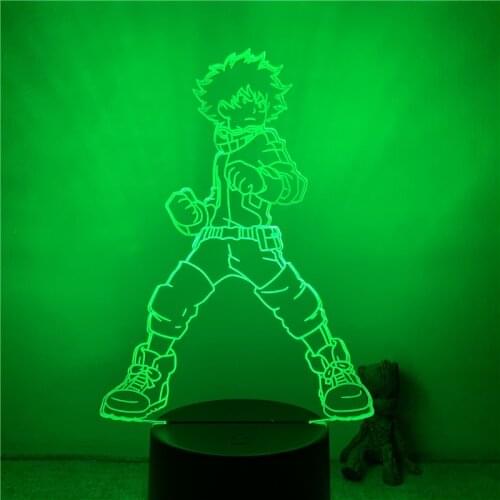 3D Nightlight Anime Midoriya Izuku My Hero Academia Figure 7 Colors Touch Optical Illusion Table Lamp Gift Room Decor Light
