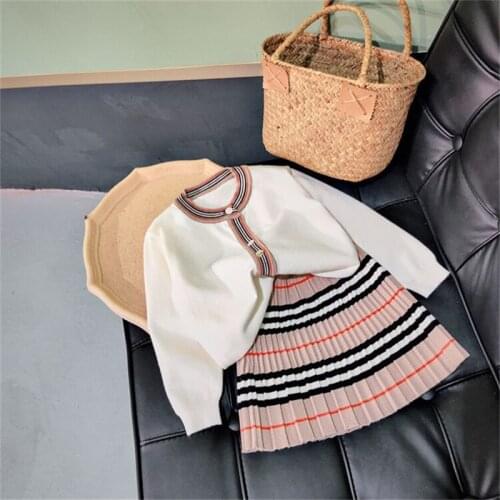 Girls' autumn suit 2020 new fashion childrens sweater pleated skirt 2 pcs baby girl Plaid skirt trend oso feliz