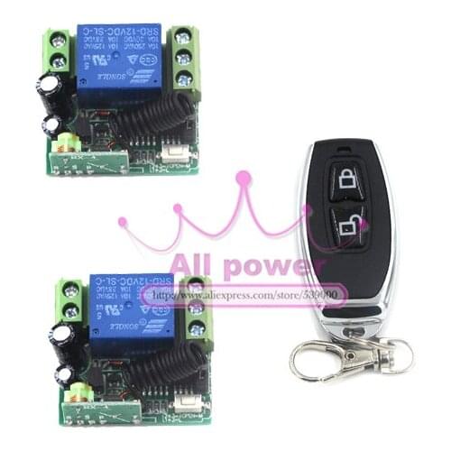 DC 12v 1CH wireless teleswitch remote control switch remote lock/unloack button Transmitter 2 Mini Size Receiver 315/433 MHZ