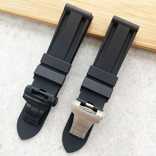 Watch Band For PAM 111 441 TPU Rubber Silicone 22 24 26mm Watch Strap Watch Accessories Folding Clasp Watch Bracelet Watchband