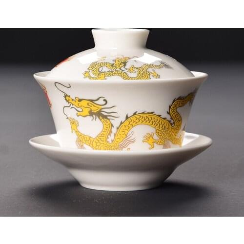 Retro Ceramic Gaiwan Teacup handmade Tea tureen Bowl Chinese Porcelain Teaware Accessories Drinkware Personal Cup 200ml