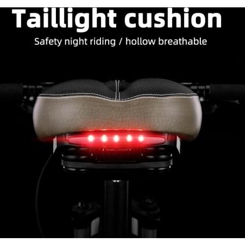 ROCKBROS MTB Road Bicycle Saddle Taillight Cushion Bike Leather Rail Hollow Soft Front Seat Cover Thicken Cycling Accessories