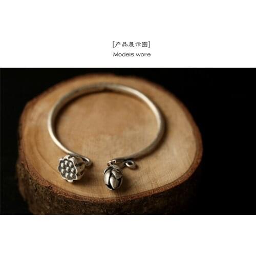Manual 925 sterling silver bracelet Thai silver lotus lotus bracelet