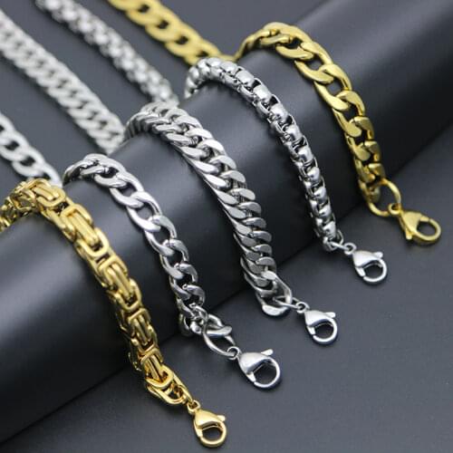 Silver Gold Bracelet Box Flat Necklace Bracelet Stainless Steel Jewelry For Women Men Girl Boy