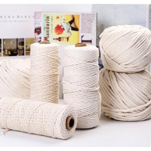2mm 3mm 4mm 5mm Macrame Cord Rope String Cotton Thread Cord Handmade Crafts DIY Beige Braided Twisted Twine Wedding Decoration