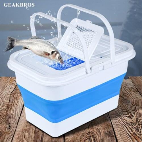 Folding Fishing Bucket Thicken Fishing Bag Tackle Live Fish Box Portable Outdoor Fish Lure Line Sorage Camping Hiking Water Bag