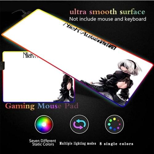 Nier Automata Anime Naruto LED Mouse Pad RGB Game Computer Keyboard Mousepad E-sports Player Muse Rainbow Backlit Anti-slip Mat