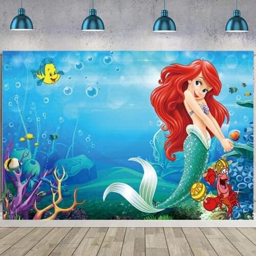 Custom Mermaid Backdrop Baby Shower Princess Girls Birthday Party Photo Background Photo Studio Vinyl Photophone Photocall