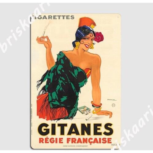 Vintage Gipsy Smoking A Cigar Gitanes Metal Sign Printing pub Garage pub Plaques Tin sign Posters