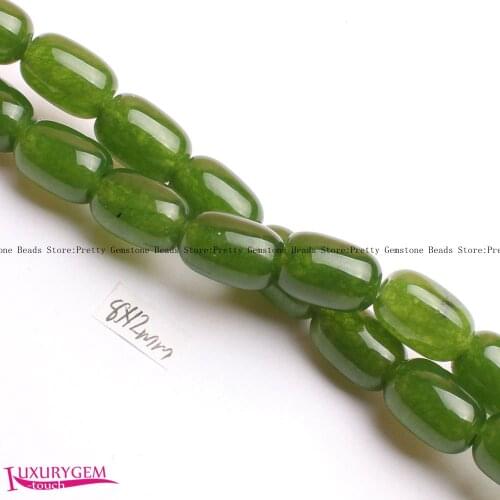 High Quality 8x12mm-15x20mm Smooth Natural Tai Wan Jades Stone Column Shape Gems Loose Beads Strand 15" Jewellery Making wj356