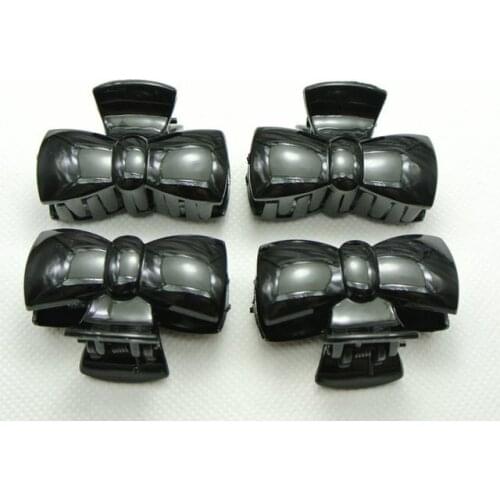 10 Black Plastic Hair Claw Grip Folding Clips Clamps 44mm for DIY Craft
