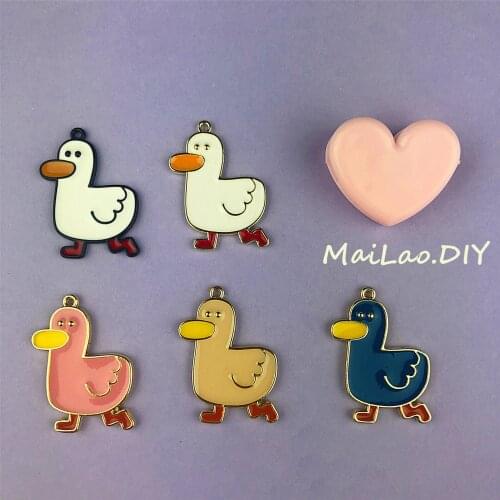 10 Enamel Cheering Duck Charms Craft Supplies Earring Pendant Animal Charm 25x33mm Kawaii Duck Charms TY37DT