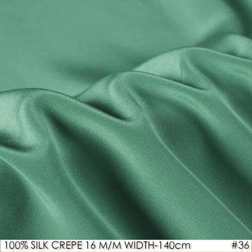 100% SILK CREPE DE CHINE 140cm width 16momme Pure Silk christmas fabric Sea Green NO36