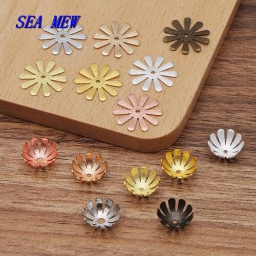 200pcs 13*5mm 18mm Metal Brass Filigree Flowers Bead Caps DIY Handmade Accessories For Jewelry Making