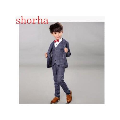 2018 Fashion Kid Boy 4pcs set Gentleman Clothes Tops Shirt leisure clothing sets formal clothing Suit Blazers Outfits
