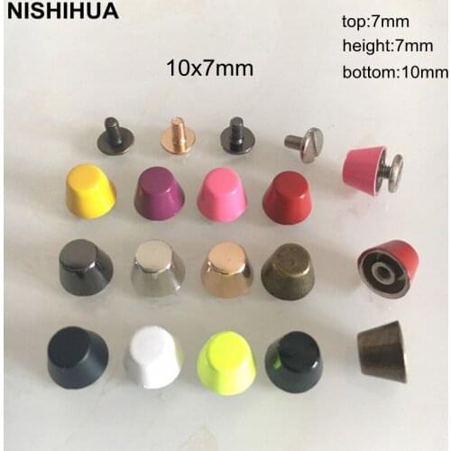 30 sets- Screw in Metal Rivet Studs 10x7mm Bucket Shape Colorful Studs and Spikes For Clothing Decoration Leather Crafts - C