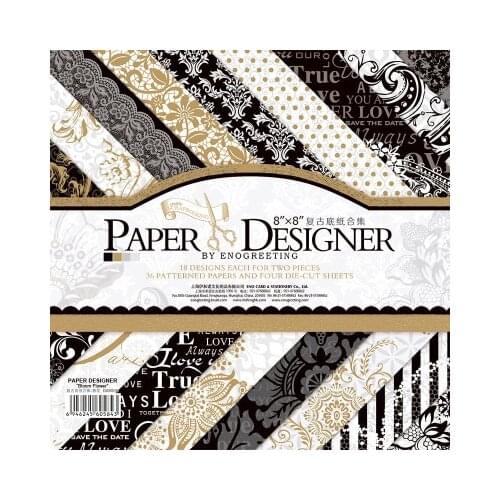 36sheets/lot Vintage Black Gold floral pattern creative papercraft art paper handmade scrapbooking kit set books