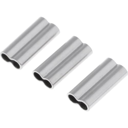 50Pcs Double Barrel Crimping Sleeves Copper Fishing Line Tube Connectors Use with Fluorocarbon Mono Wire