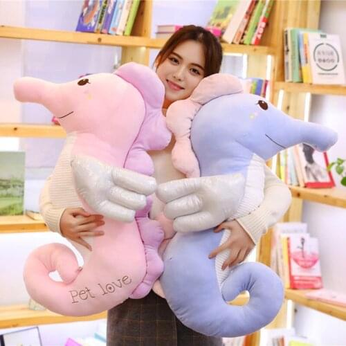 70cm/90cm New High Quality Kawaii Seahorse Plush Toy Soft Cartoon Animal Hippocampus Stuffed Doll Boyfriend Pillow Kids Gifts