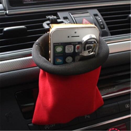 Car Organizer Air Vent Phone Holder Pocket Car Debris Storage Bag Auto Organizer Storage Pocket for iPhone Cigarette Keys Coins