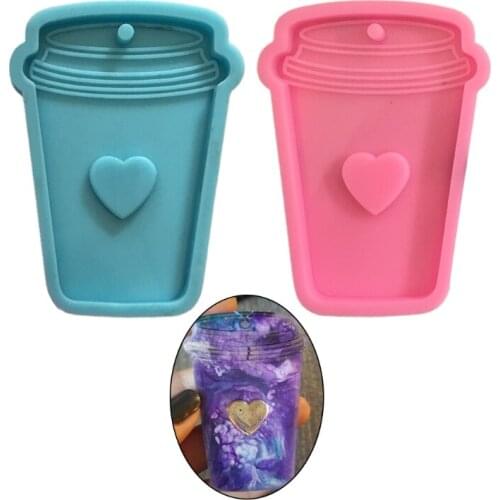 Shiny Glossy Love Coffee Cup Keychain Epoxy Resin Mold Jewellery Silicone Mould