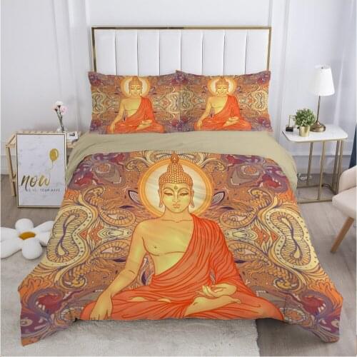 Buddhism bedding set Queen King Full Double Duvet cover set pillow case Bed linens Quilt cover 240x220 200x200 yellow