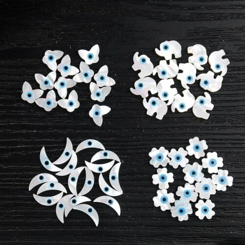 2PCS Devil Eye Shell Beads Butterfly Crescent Natural White MOP Seashell Charms Pendant for Jewelry Making DIY Necklace Bracelet