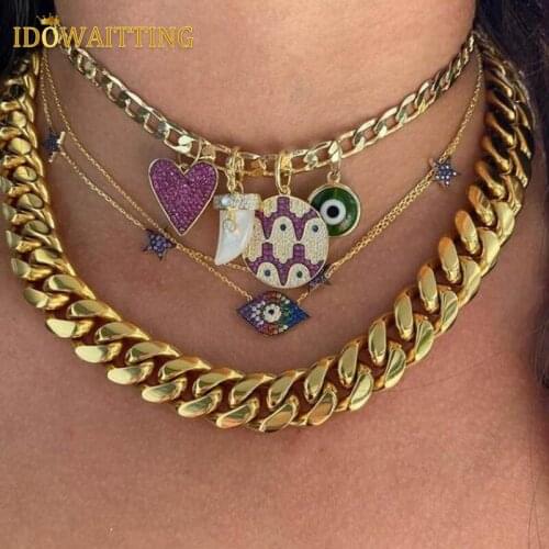 14MM Width Punk Gold Color Miami Curb Cuban Link Choker Necklace For Women Multilayer HipHop Chunky Thick Chain Gothtic Jewelry