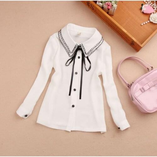 Kids Clothes 2019 Autumn Shirts For Girls Blouse Children Clothing Bosudhsou Fashion Double Lapel Blusas Girls Clothes 2 colors
