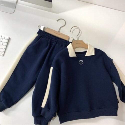 1 2 3 4 5 6 Years Toddler Boys Sets Autumn Winter Thicken Long Sleeve Sweatshirt Pants 2pcs 2019 High Quality Kids Suits For Boy