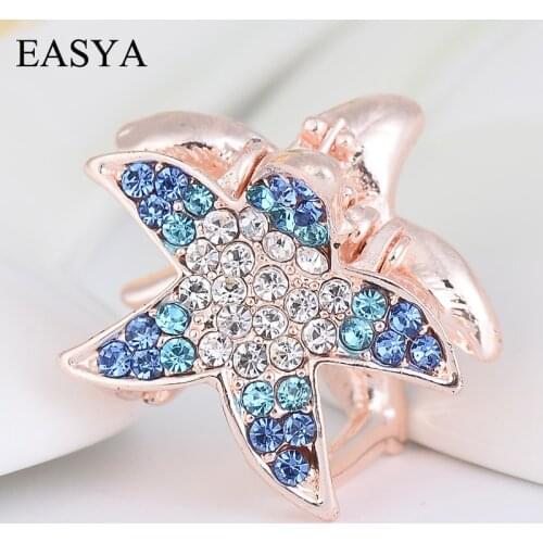 EASYA 2018 New Hair Accessories Fashion Sparkling Rhinestone Crystal Starfish Hair Crab Claw Women Girls Hairwear Ornaments