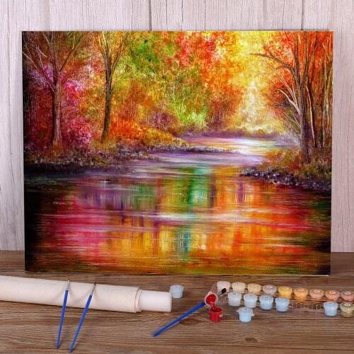 Natural Scenery Reflection Painting By Numbers Complete Kit Acrylic Paints 50*70 Canvas Painting Decorative Handiwork