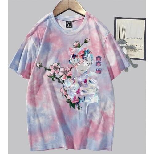 2021 Hot Japanese Anime Tokyo Ghoul Print T-shirt Kaneki Ken Harajuku Tie Dye T-shirt Casual Top Men Women Top