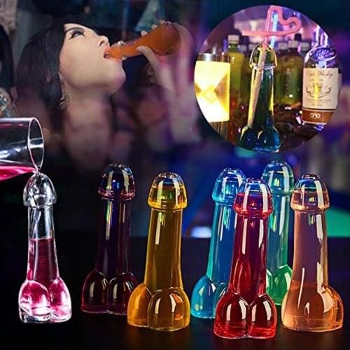 Funny Creative Design Penis Shot Glass Cocktail Wine Glass For Parties Night Bar KTV Night Show Penis Shape Glass Cup