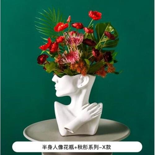 Creative ceramic vase, European-style human head statue artwork, home office restaurant bar desktop decoration gift