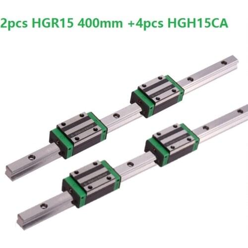 2pcs Linear Guide Rail HGR15 L 400mm And 4pcs HGH15CA Linear Narrow Sliding Blocks For CNC Router Parts