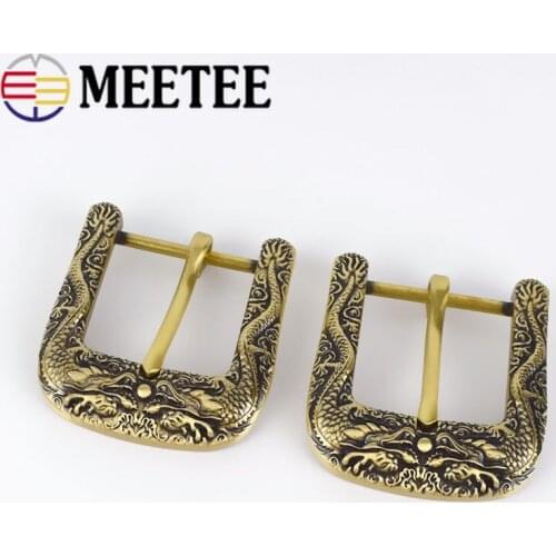 Meetee 40mm Vintage Dragon Solid Brass Belt Buckle Metal Pin Buckles Loop for 37-38mm Belts DIY Leathercraft Accessories YK169