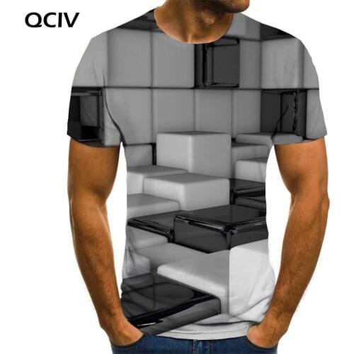 QCIV Geometry T shirt Men Black And White Funny T shirts Graphics Tshirts Casual Cool Anime Clothes Mens Clothing Hip hop Cool
