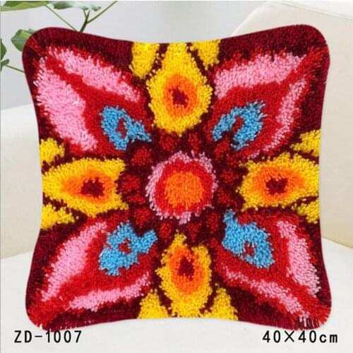 Latch Hook Embroidery Pillow Flower Knitting Knooppakket Rug Kits Pillowcase Haak Kleed Kit Canvas Fabric Sofa Decoration