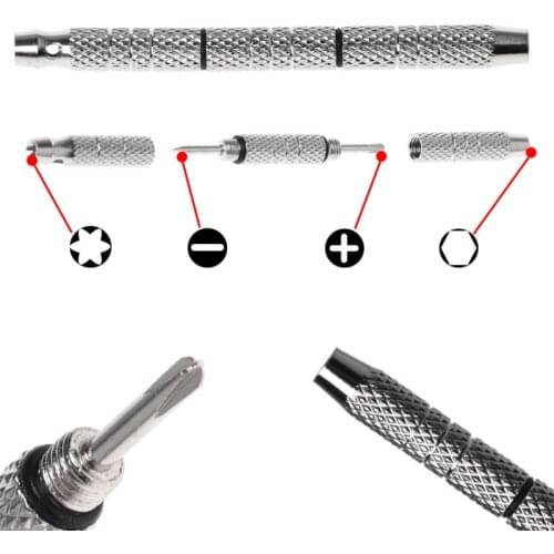 4 in 1 Screwdriver Watch Glasses Repair Tools Aluminum Steel Portable Mini Kits 649C