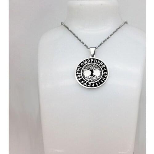 The Tree of Life Runes Necklace Handmade Stainless Steel Jewelry Accept Drop Shipping YP6711