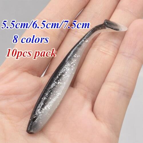 10pcs/lot Silicone Shiner Soft Fishing Lures Jigging Tail Bait Artificial Worm Lure Sinking Wobblers Fishing Tackle