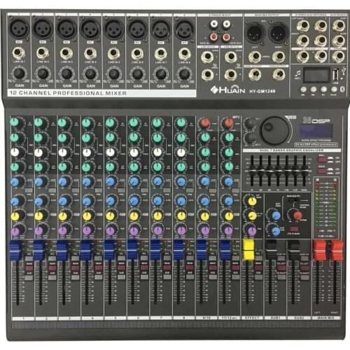 Professional Mixing Station DJ Studio 48V Bluetooth 36DSP USB 12-channel Dual 7-Band EQ 24 Effects Echo Studio Consoles