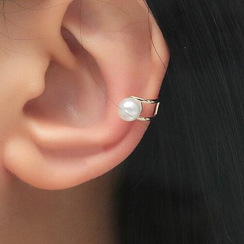 Simple Imitation Pearl Clip on the Earrings for Women Girls Non-Pierced Ear Cartilage Cuff Gold Silver Color Earcuffs Jewelry