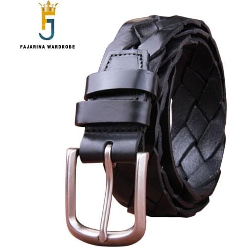 FAJARINA Unisex Design Fashion Knitting Retro Style Belts Women & Men Cowhide Leather 3.5cm Belt Jeans Clothing Belt N17FJ894