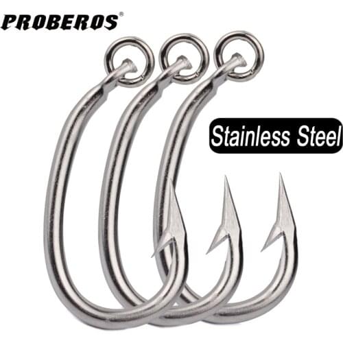 PROBEROS 3/5Pcs Saltwater Fishing Hooks Tuna Hooks 10/0-11/0-12/0-13/0-14/0-15/0-16/0# Stainless Steel Fishhooks Jigging Hooks