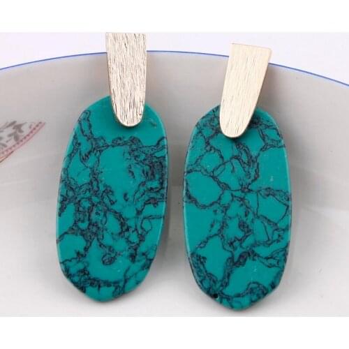 ZWPON Fashion Real Natural Stone Oval Earrings for Women Fashion Designer Jewelry Aragon Drop Earrings Jewelry Wholesale