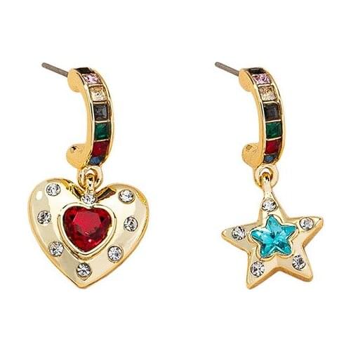 10 pair / lot Costume Jewelry accessories gold metal rhinestone star heart earrings